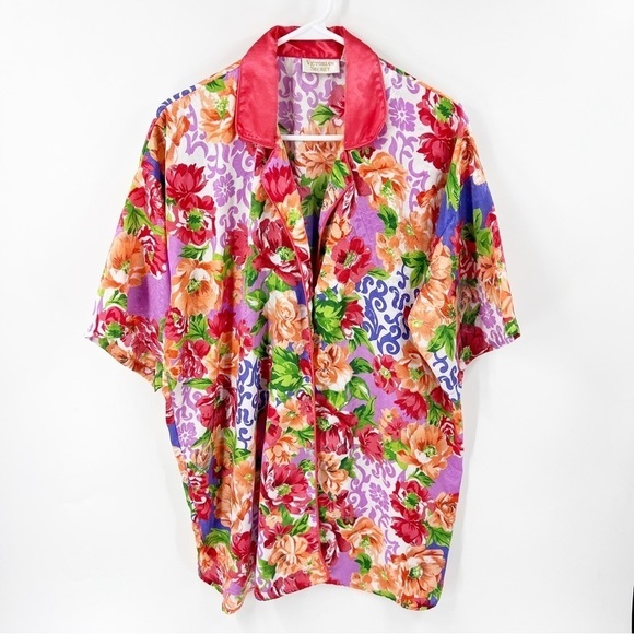 ✅ Victoria's Secret  Gold Label Pajama Top size M/L floral flowers SLEEP TOP - Picture 1 of 6